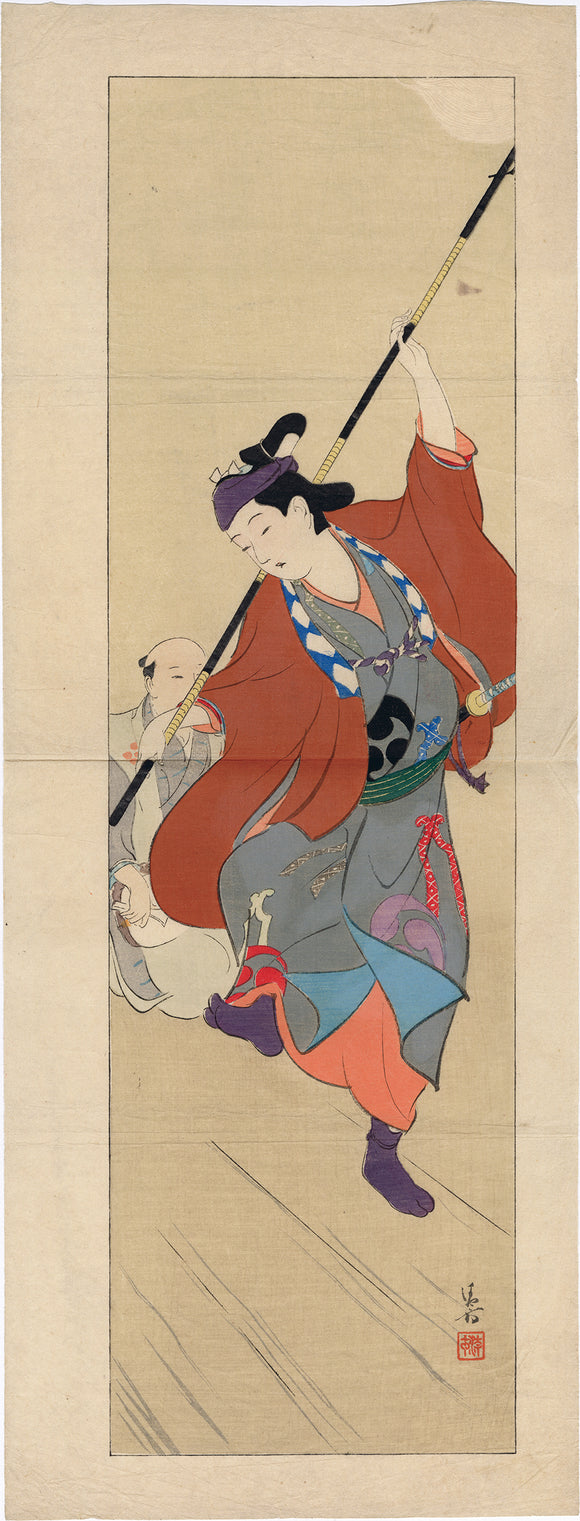 Kaburagi Kiyokata: Kuchi-e print of a man performing a dance