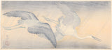 Koson 小原古邨 : Two Grey Herons Flying in a Rain Shower (Sold)