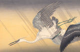 Koson 小原古邨 : Two Grey Herons Flying in a Rain Shower (Sold)