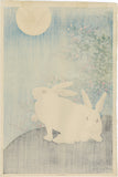 Koson 小原古邨 : Rabbits and Moon 月に兎 (SOLD)