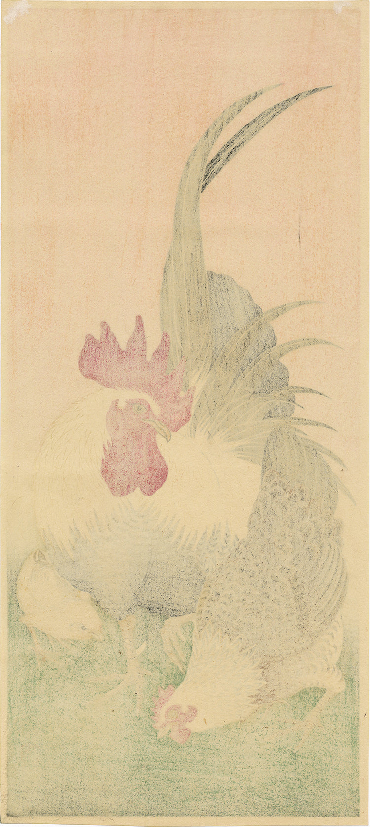 小原古邨 : バンタム鶏、雌鶏とひよこ（売り切れ） – Egenolf Gallery