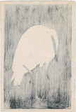 Koson 小原古邨 : White Egret Standing in the Rain 雨中に白鷺