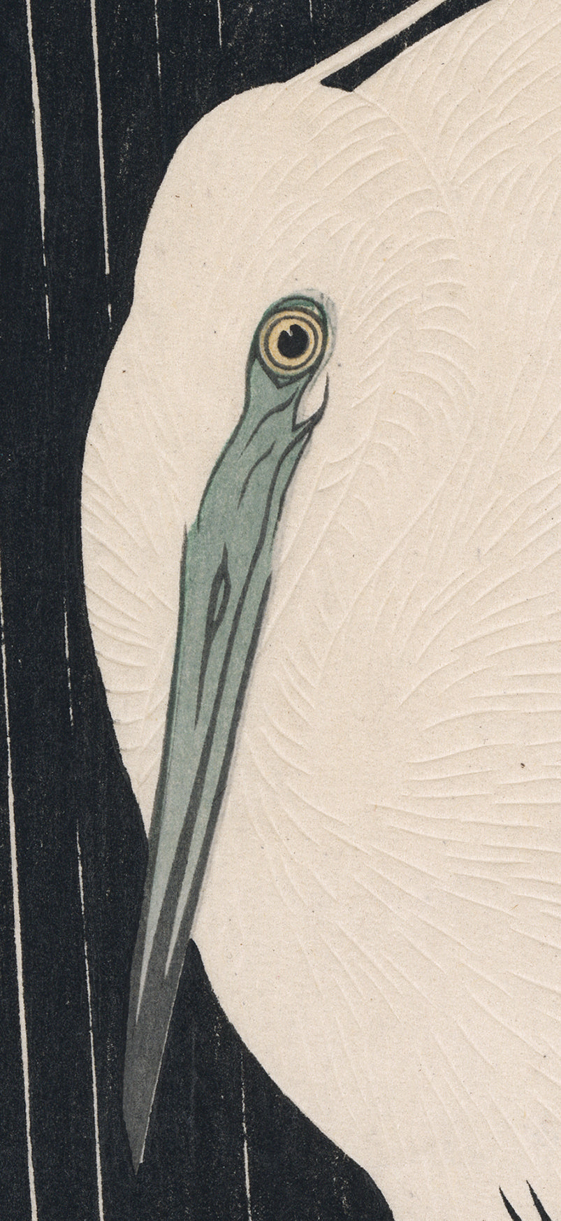 Koson 小原古邨 : 雨中に立つ白鷺 White Egret Standing in the Rain