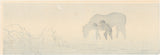 Koson 小原古邨 : A Man Washing his Horse by Moonlight (Sold)