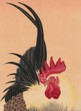 Koson 小原古邨 : Bantam Rooster, Hen and Chick