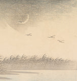 Koson 小原古邨：月明かりの水辺に立つ狐