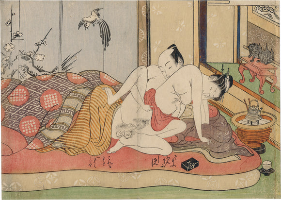Isoda Ko Ryusai 田湖龍斎:Erotic Print (Shunga) of a couple Making Love 春画