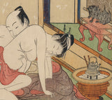 Isoda Koryusai 田湖龍斎: Erotic Print (Shunga) of a Couple Making Love 春画