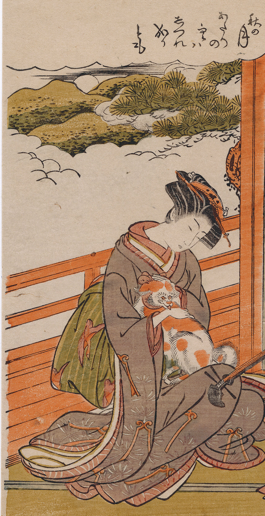 Koryusai 湖竜斎: 二人の美人、一人が犬を撫でる i河内 (売約済み