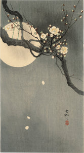 Koson 小原古邨: Flowering Plum and Moon (First Edition) (Sold)