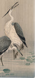 Koson 小原古邨 : Two Herons Wading in the Rain (1st edition) (Sold)