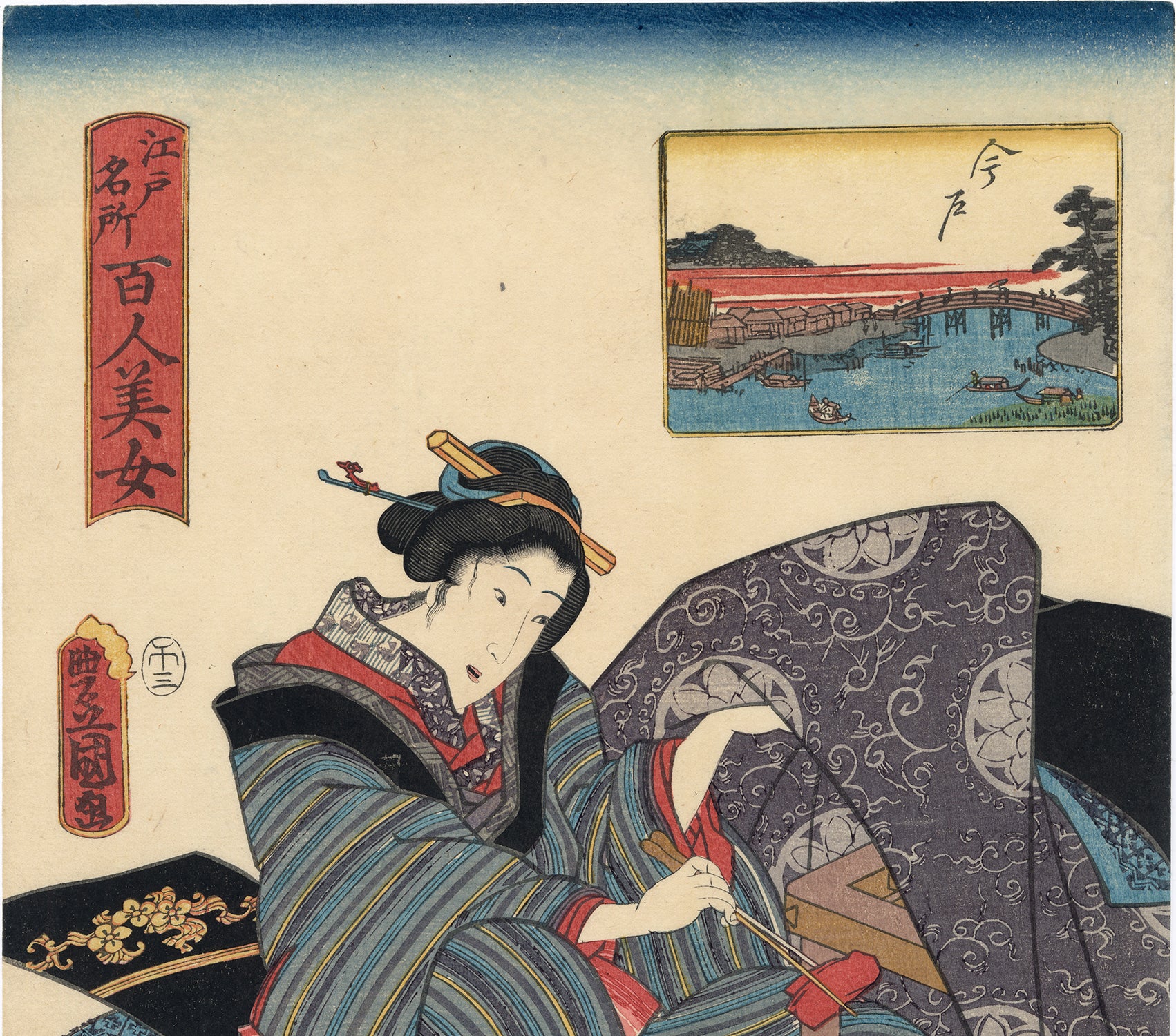 Kunisada: Beauty With Kotatsu: Imado – Egenolf Gallery Japanese Prints