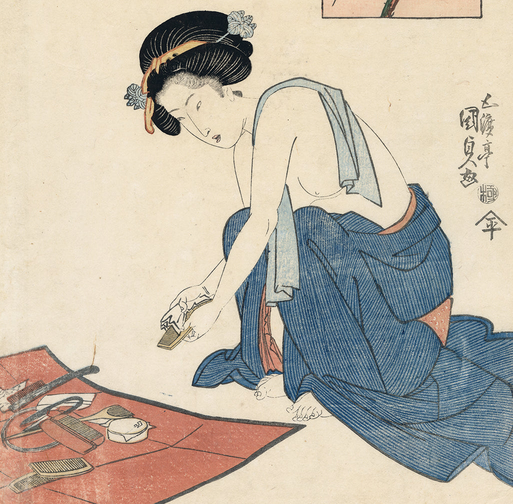 国貞：柳―柳に髪飾りを付けた美しさの比較 – Egenolf Gallery Japanese