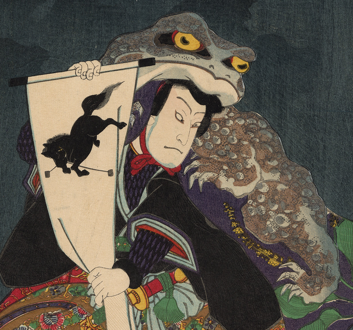 Kunisada: Nakamura Shikan IV as Magician with Giant Frog on Head