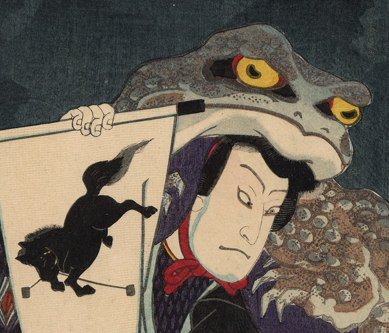 Kunisada: Nakamura Shikan IV as Magician with Giant Frog on Head