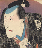 Kunisada: Fan Print of Kabuki Actor Bandô Minosuke as Momo-no-i Wakasa-no-suke 坂東箕助　桃の井若狭助 (SOLD)