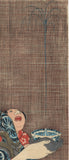 Kunisada: Beauty With Magic Fountain Toy and Fabric Background (Reserved)