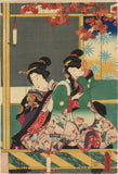 Kunisada: Three Beauties Create Bunraku Puppet Theater 重陽・ 後の月宴