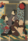 Kunisada: Three Beauties Create Bunraku Puppet Theater 重陽・ 後の月宴