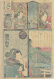 Kunisada: Fox Woman Kuzunoha Writing Message: Kabuki Actors Segawa Senjo and Kawarazaki Gonjuro (Sold)