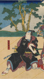 Kunisada 国貞: Three Actors before a Mount Fuji Set from the Chushingura