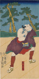 Kunisada 国貞: Three Actors before a Mount Fuji Set from the Chushingura