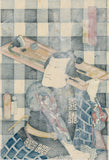 国貞（Kunisada）：彫り物をした大工が木工工具のトレイを持つ