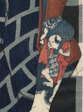 国貞（Kunisada）：彫り物をした大工が木工工具のトレイを持つ