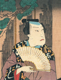 Kunisada: Full Moon; Kabuki Actor Wearing a Kimono with Love Letter Embroidery