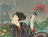 Kunisada: Komachi Mitate of Actor with Fan and Fireflies