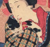 Kunisada: Beauty Holding Cat; Bando Mitsugoro VI as Okoma