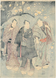 Kunisada 国貞: The First Plum Blossoms of Spring; Actors Enjoying a Promenade