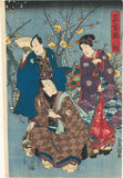 Kunisada 国貞: The First Plum Blossoms of Spring; Actors Enjoying a Promenade