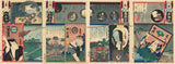 Kunisada: Complete Tetraptych of Ghosts from the Play Yotsuya Kaidan