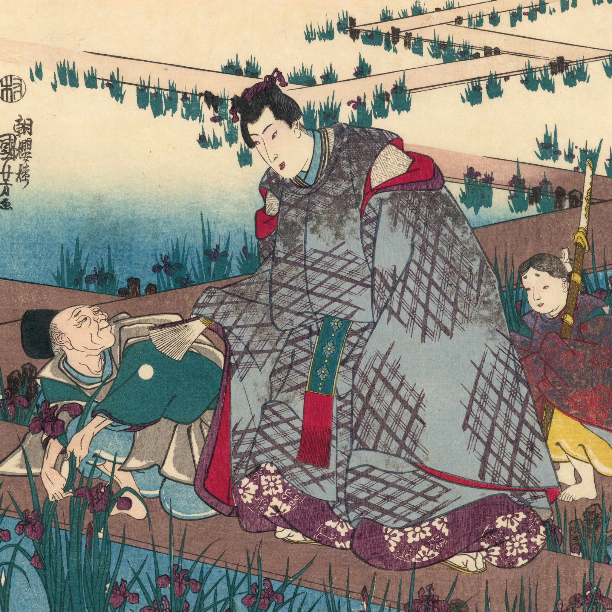 国芳：知立駅、菖蒲の詩人 – Egenolf Gallery Japanese Prints