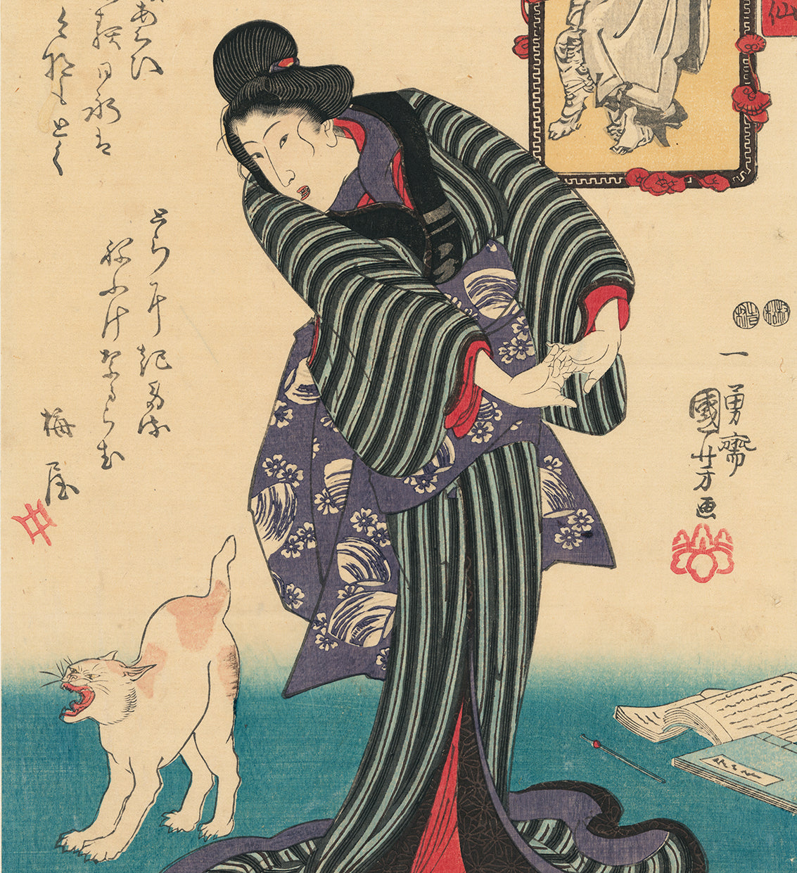 Kuniyoshi：美人と猫の伸びと道士不乾（刊行） – Egenolf Gallery