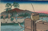 Kuniyoshi: Tattooed Hayakawa Ayunosuke (大板ヲ持) Creating a Fish Trap (SOLD)