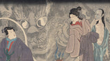 国芳國芳:怪談の一場面:岡崎の猫鬼 -- 三代目尾上菊五郎が猫の幽霊の岡部とともに薄雲を演じる