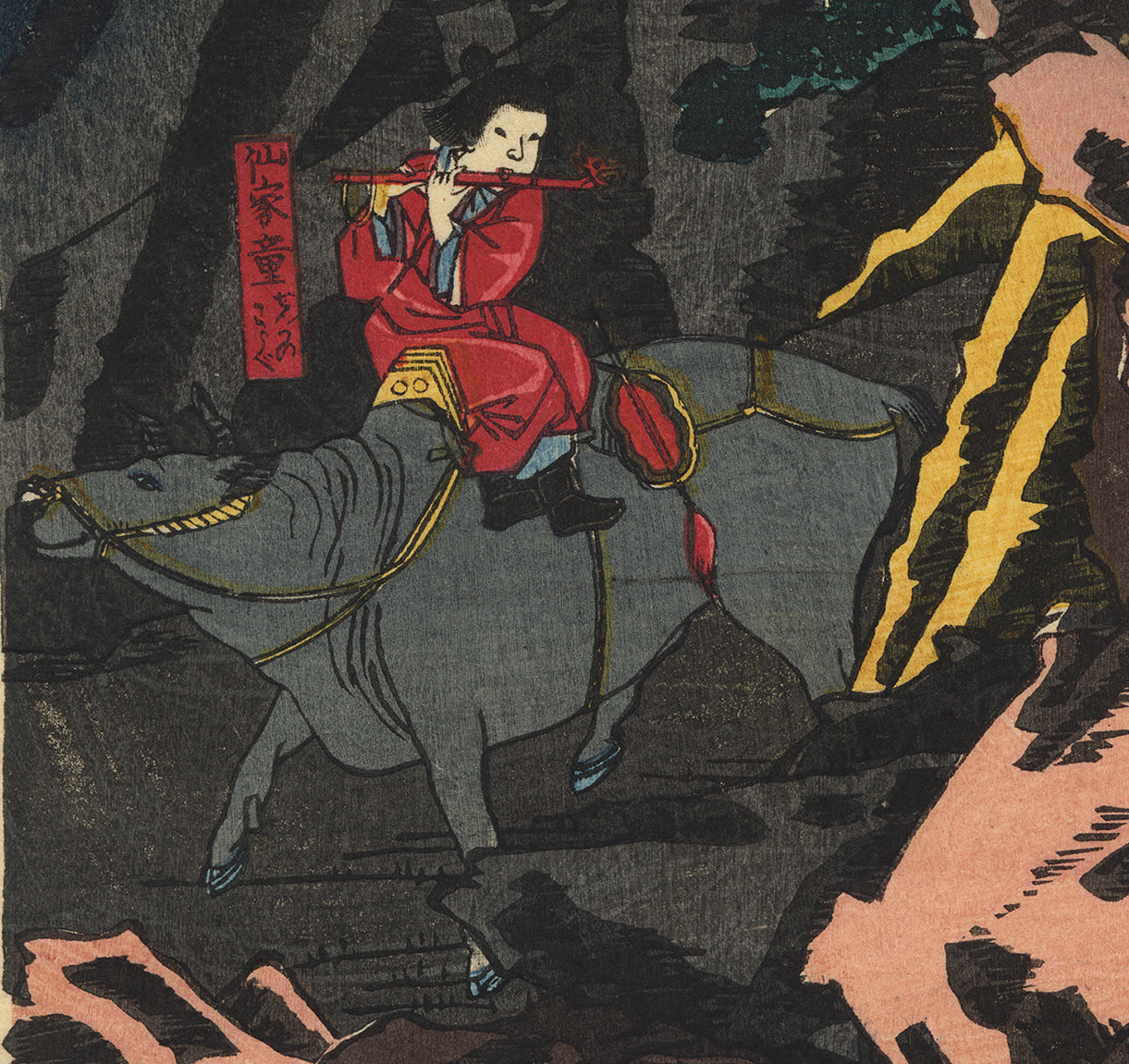 Kuniyoshi 国芳: Gentoku Jumps His Horse into the Tan Gorge 玄徳馬