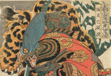 Kuniyoshi: Kashiwade no Hanoshi Killing a Tiger 膳臣巴提使