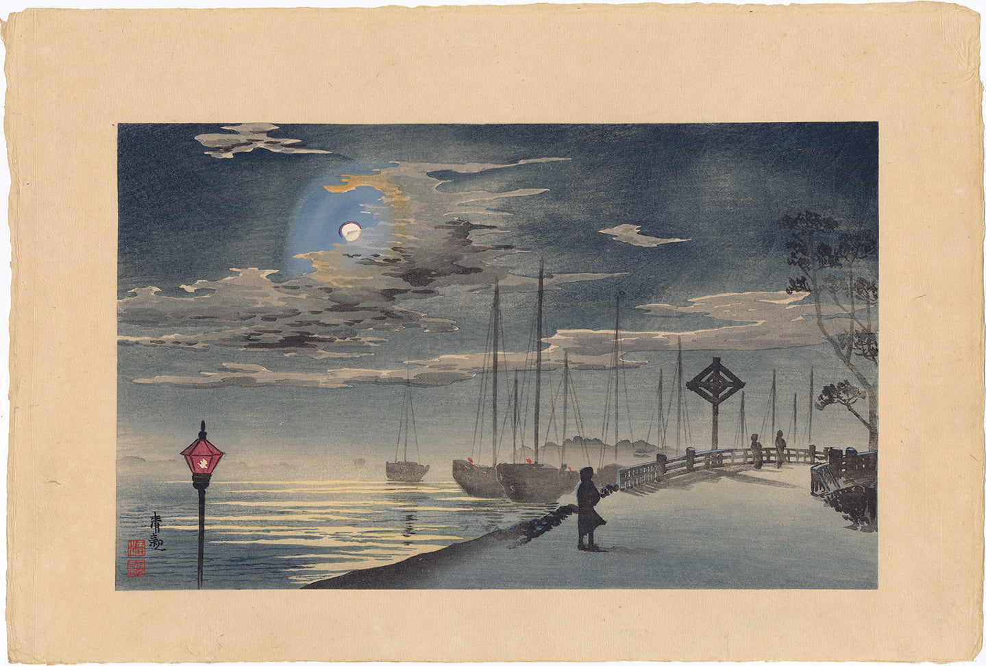 清親 築地明石町の寒い夜の月（販売済み） – Egenolf Gallery Japanese