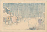 Kiyochika 小林: Snow at Ryogoku 両国雪中 (Sold)