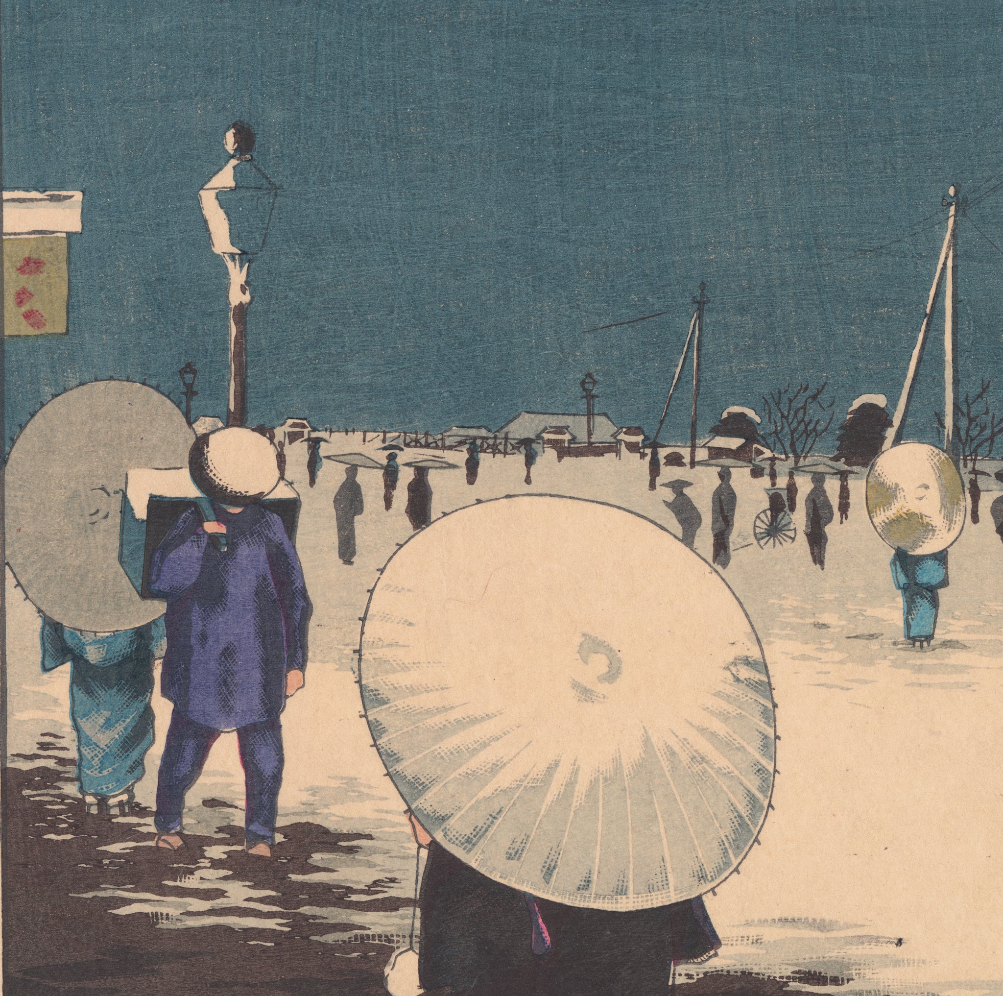 Kiyochika 小林: 両国の雪中 (売約済み) – Egenolf Gallery Japanese