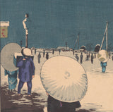 Kiyochika 小林: Snow at Ryogoku 両国雪中 (Sold)
