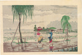Kiyochika 清親: Rain at Shinobazu Pond 不忍池畔雨中図
