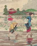 Kiyochika 清親: Rain at Shinobazu Pond 不忍池畔雨中図
