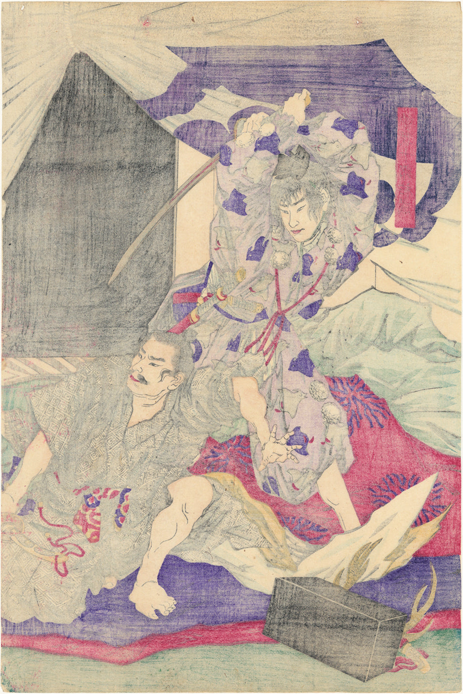 Kiyochika: 曽我兄弟の夜討ち – Egenolf Gallery Japanese Prints