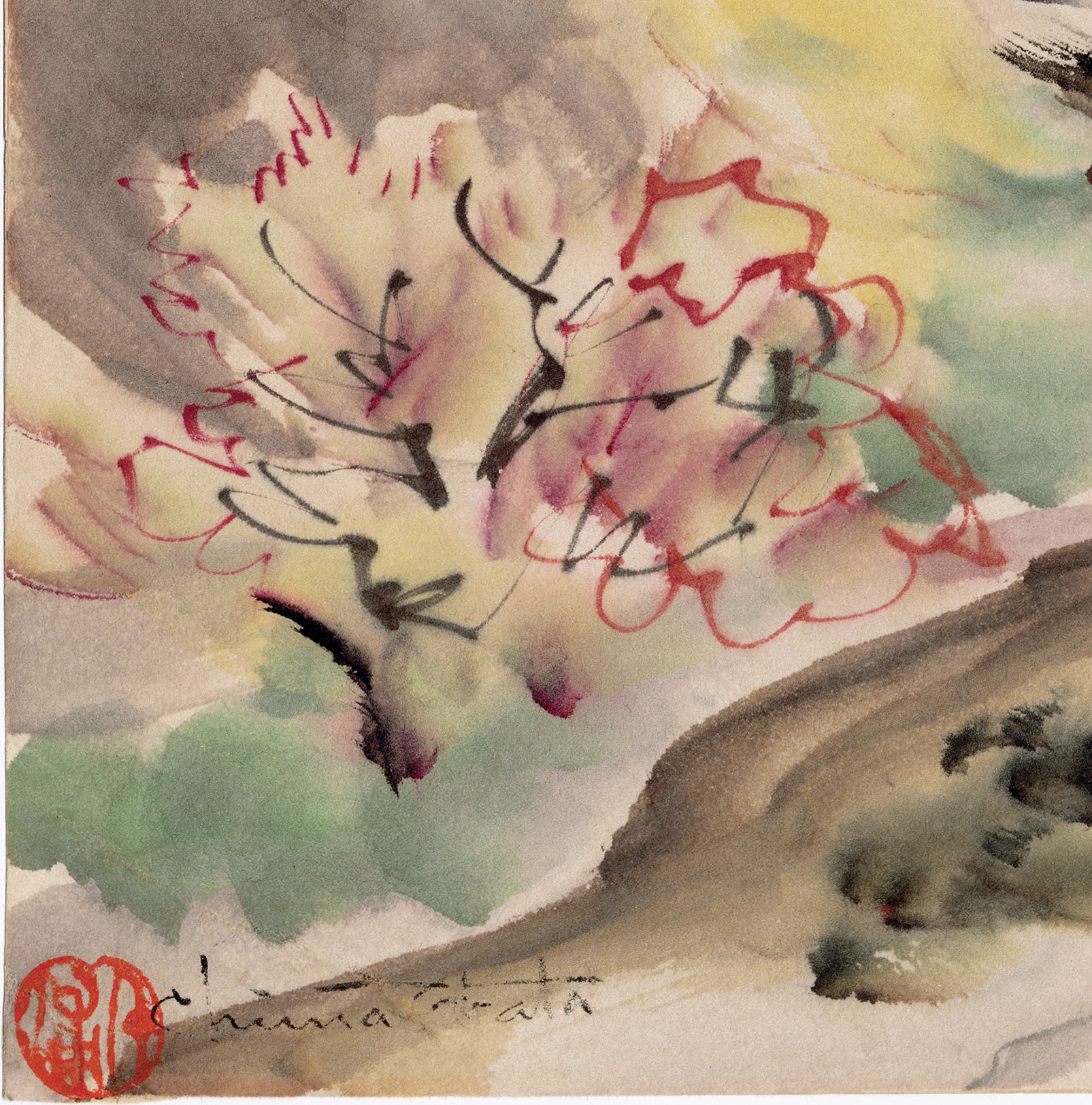 小畑：秋の山渓谷の水彩画（SOLD） – Egenolf Gallery Japanese Prints