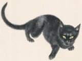 Chiura Obata: 黒い子猫の直筆サイン入り水彩画