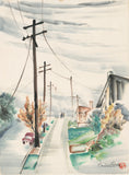 Obata: Light Fog, City of Berkeley Watercolor (SOLD)